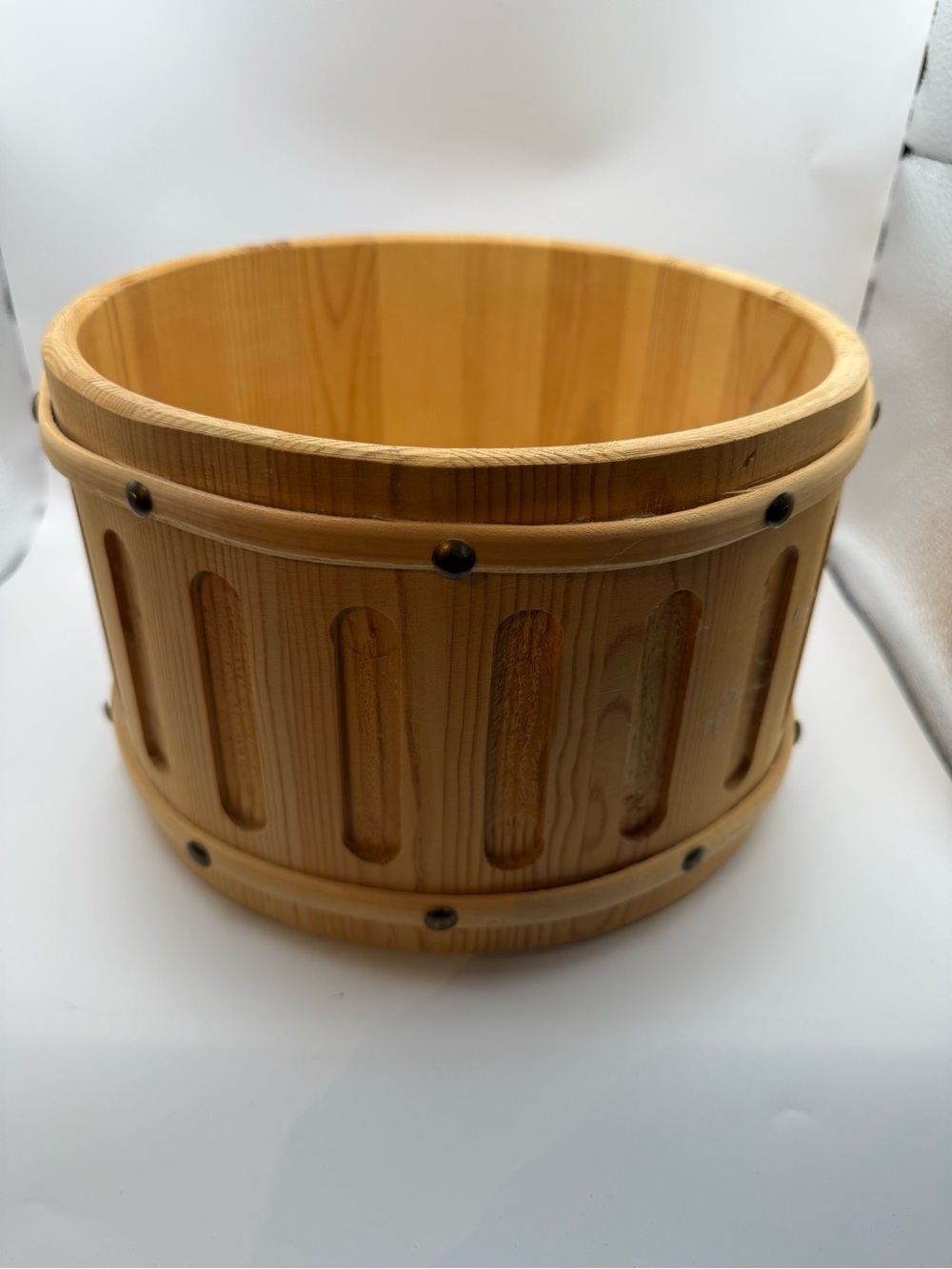 Round Wooden Bucket Planter
